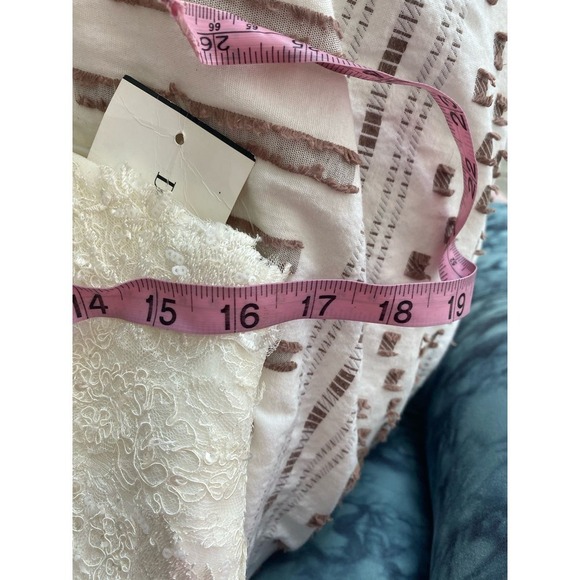 NWT David's Bridal Ivory Empire Crinkle Chiffon Gown with Lace Applique Size 10 - Picture 8 of 13